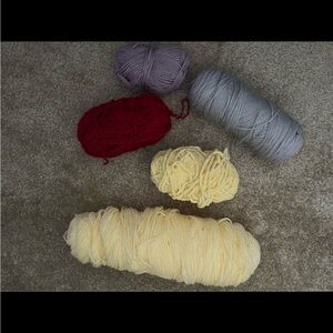 Assorted Yarn Bundle - Red, Yellow, Gray, Purple